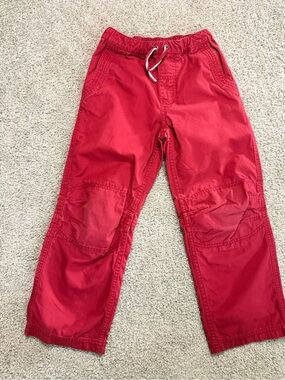 Hanna Andersson Red Utility Play Pants Boys Pull On Reinforced Knees Size 120/6
